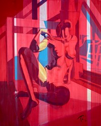 Contemplative Repose by Toby Mulligan - Original Painting on Box Canvas sized 48x60 inches. Available from Whitewall Galleries